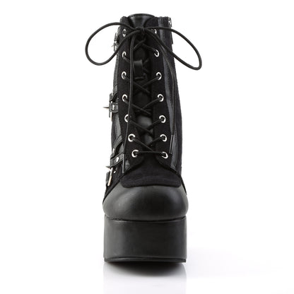 DemoniaCult Bottes de cheville des femmes CHARADE-100 Blk Vegan Leather-Suede