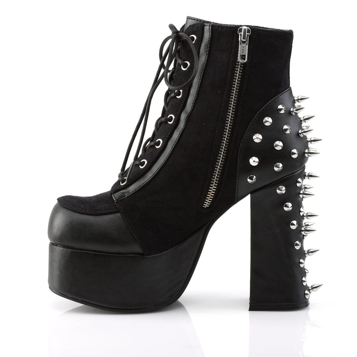 DemoniaCult Bottes de cheville des femmes CHARADE-100 Blk Vegan Leather-Suede