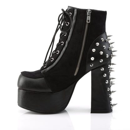 DemoniaCult Bottes de cheville des femmes CHARADE-100 Blk Vegan Leather-Suede