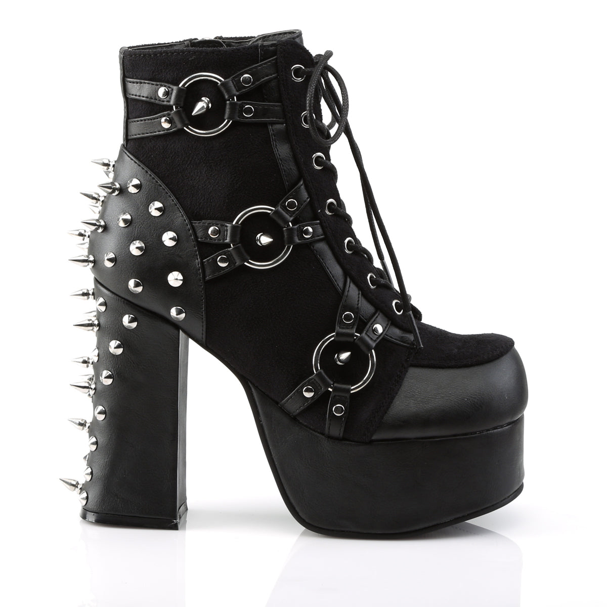 DemoniaCult Bottes de cheville des femmes CHARADE-100 Blk Vegan Leather-Suede