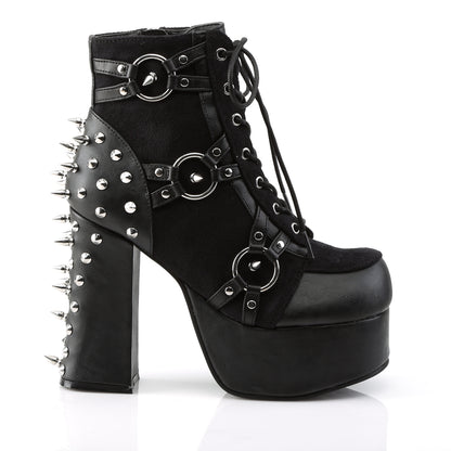 DemoniaCult Bottes de cheville des femmes CHARADE-100 Blk Vegan Leather-Suede