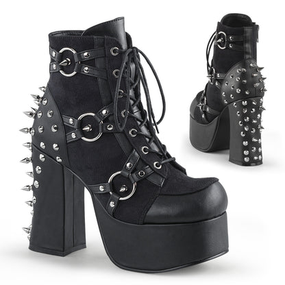 DemoniaCult Bottes de cheville des femmes CHARADE-100 Blk Vegan Leather-Suede