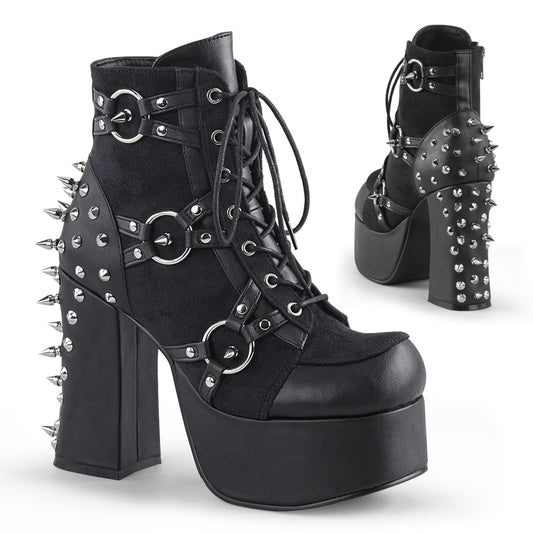 DemoniaCult Bottes de cheville des femmes CHARADE-100 Blk Vegan Leather-Suede