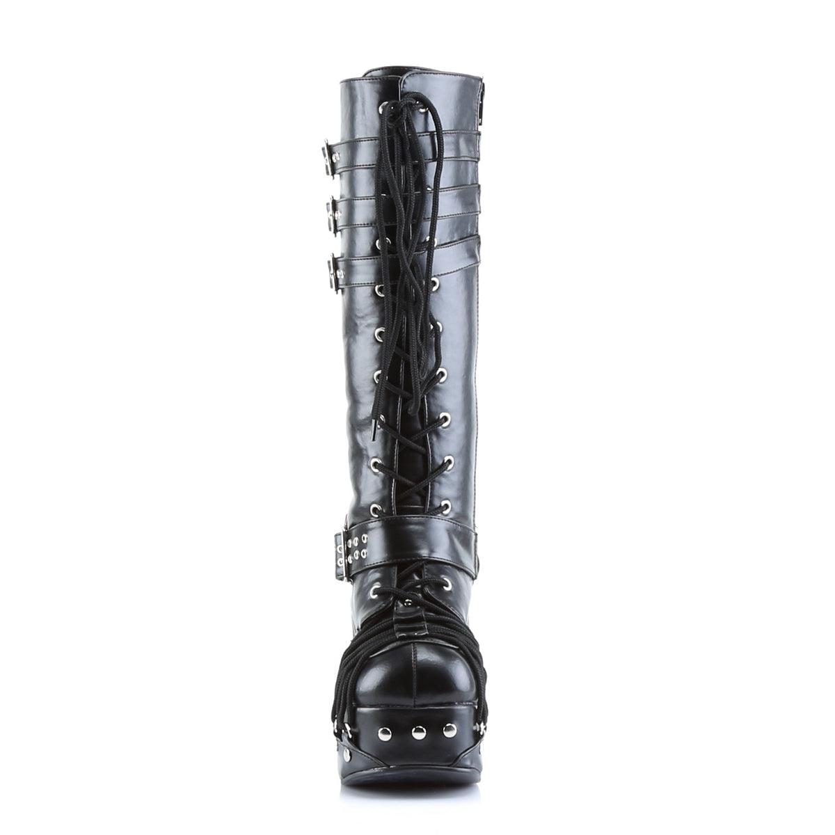 DemoniaCult Bottes de femmes CHARADE-206 Cuir végétalien BLK