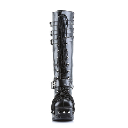 DemoniaCult Bottes de femmes CHARADE-206 Cuir végétalien BLK