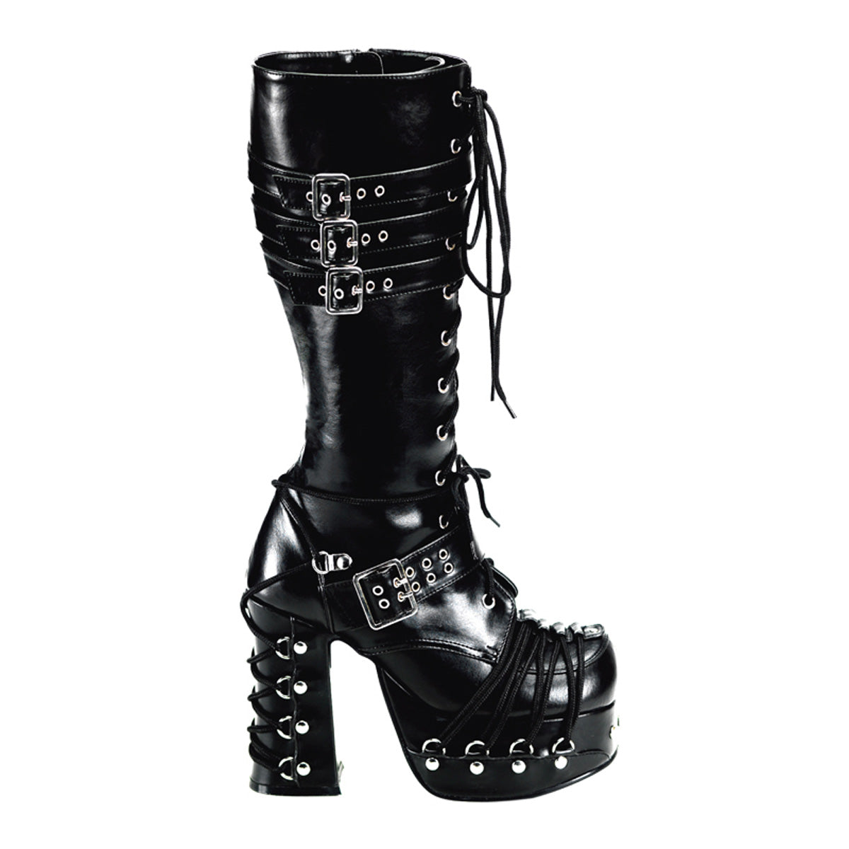 DemoniaCult Bottes de femmes CHARADE-206 Cuir végétalien BLK