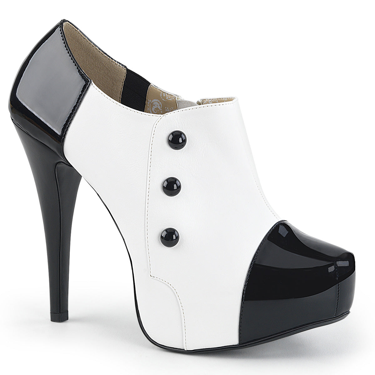 Pleaser Pink Label Womens Pumps CHLOE-11 Blk-Wht Pat