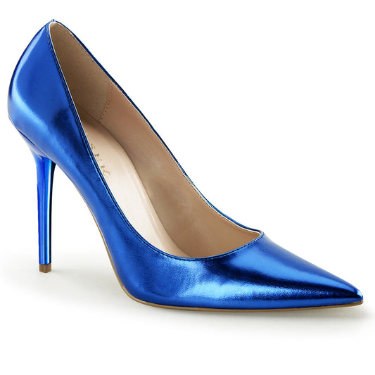 Pleaser Womens Pumps CLASSIQUE-20 Blue Metallic Pu