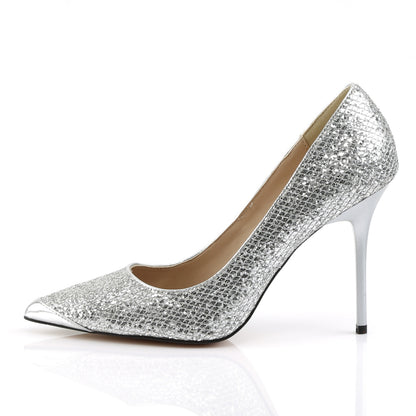 Pleaser Womens Pumps CLASSIQUE-20 Slv Glittery Lame Fabric