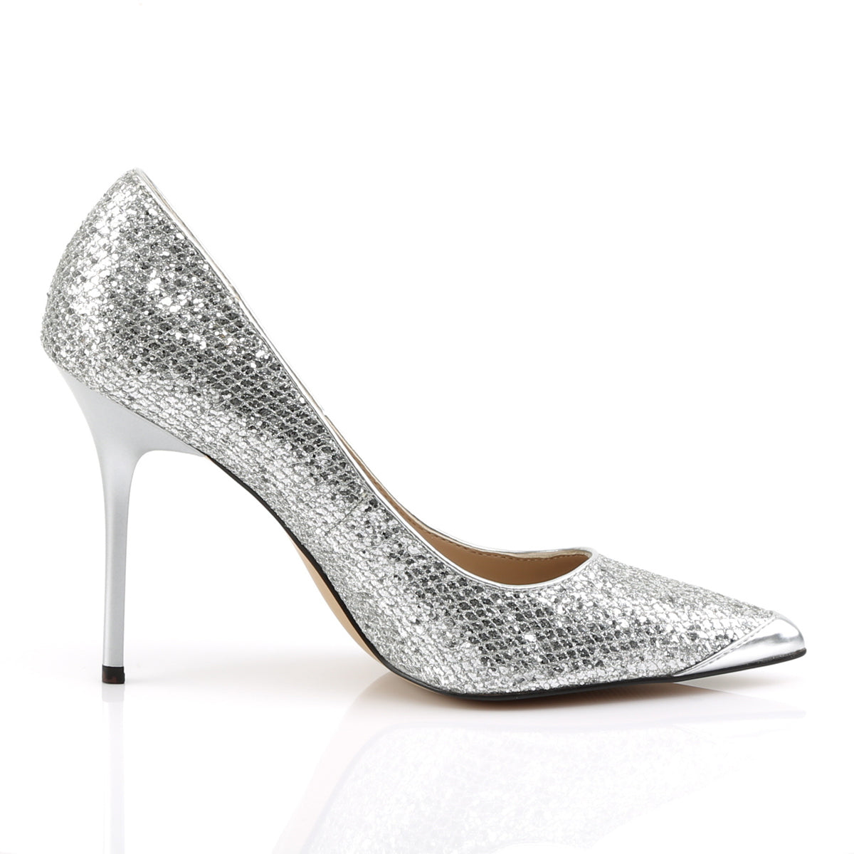 Pleaser Womens Pumps CLASSIQUE-20 Slv Glittery Lame Fabric