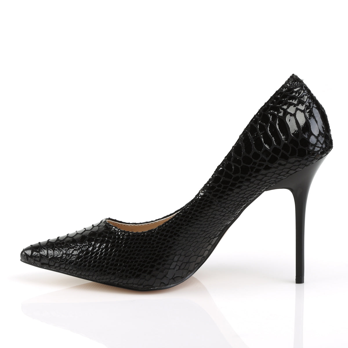 Pleaser Pompes pour femmes CLASSIQUE-20SP Blk Snake-Impression en cuir