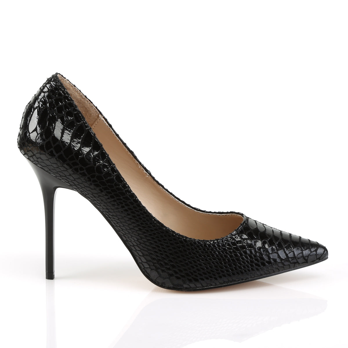 Pleaser Pompes pour femmes CLASSIQUE-20SP Blk Snake-Impression en cuir