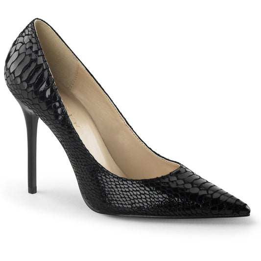 Pleaser Womens Pumps CLASSIQUE-20SP Blk Snake-Print Leather