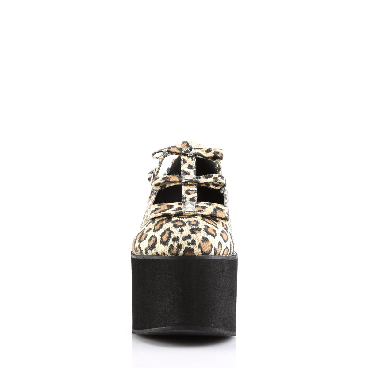 DemoniaCult Womens Pumps CLICK-08 Leopard Print Canvas