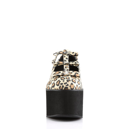 DemoniaCult Womens Pumps CLICK-08 Leopard Print Canvas