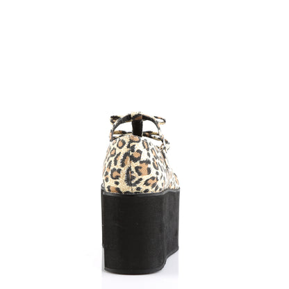 DemoniaCult Womens Pumps CLICK-08 Leopard Print Canvas