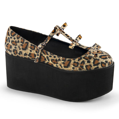 DemoniaCult Womens Pumps CLICK-08 Leopard Print Canvas