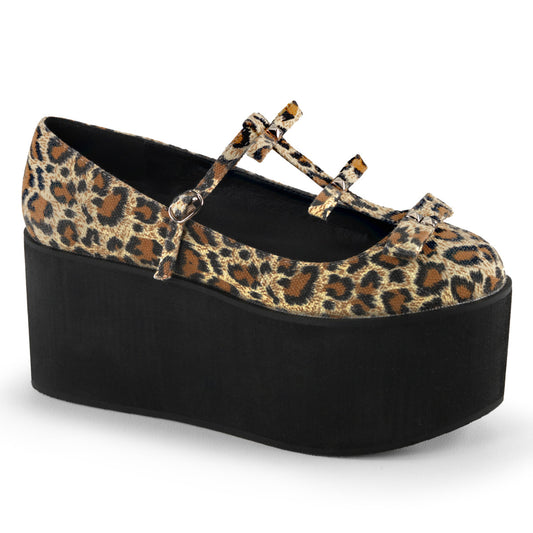 DemoniaCult Womens Pumps CLICK-08 Leopard Print Canvas