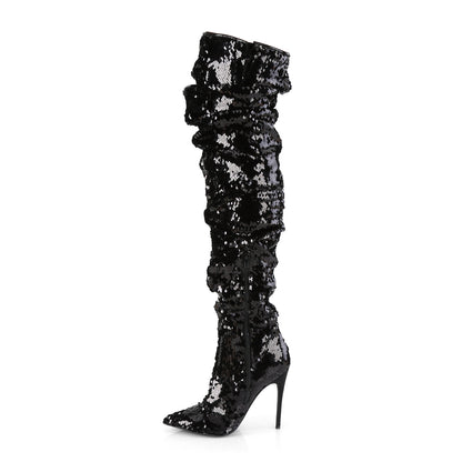 Pleaser Womens Boots COURTLY-3011 Blk Sequins