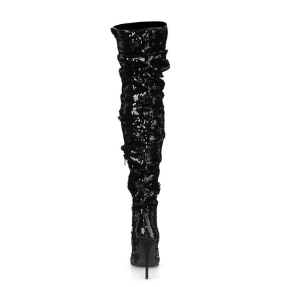 Pleaser Womens Boots COURTLY-3011 Blk Sequins