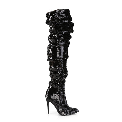 Pleaser Womens Boots COURTLY-3011 Blk Sequins