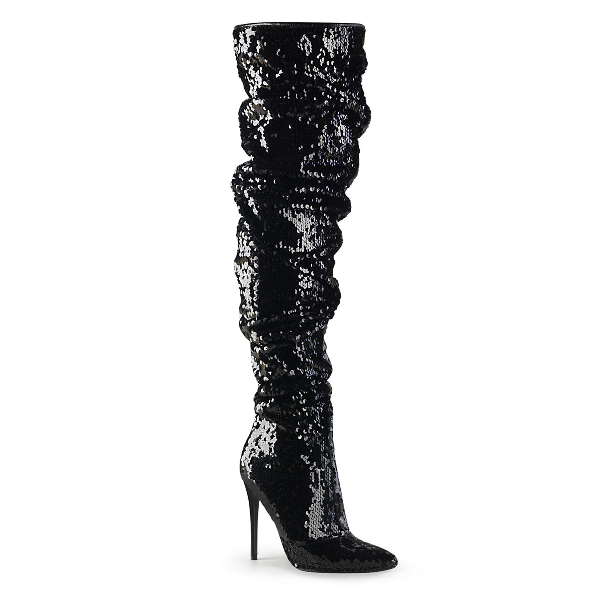 Pleaser Womens Boots COURTLY-3011 Blk Sequins