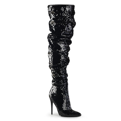 Pleaser Womens Boots COURTLY-3011 Blk Sequins