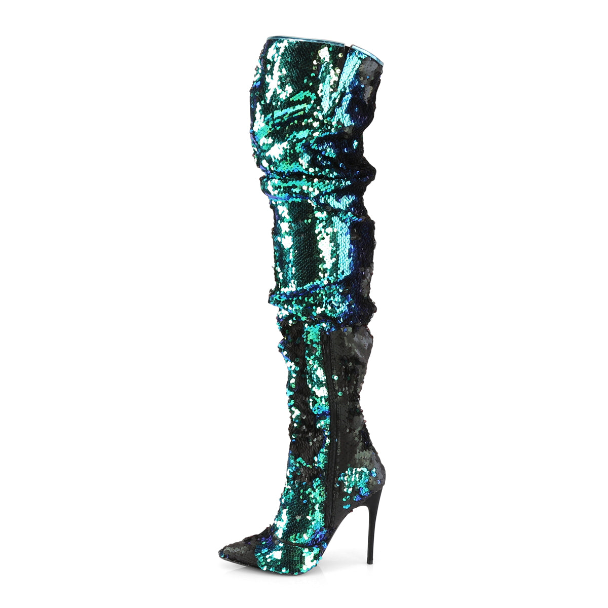 Pleaser Bottes pour femmes COURTLY-3011 paillettes irescentes vertes