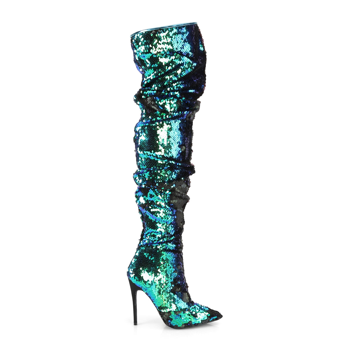 Pleaser Bottes pour femmes COURTLY-3011 paillettes irescentes vertes