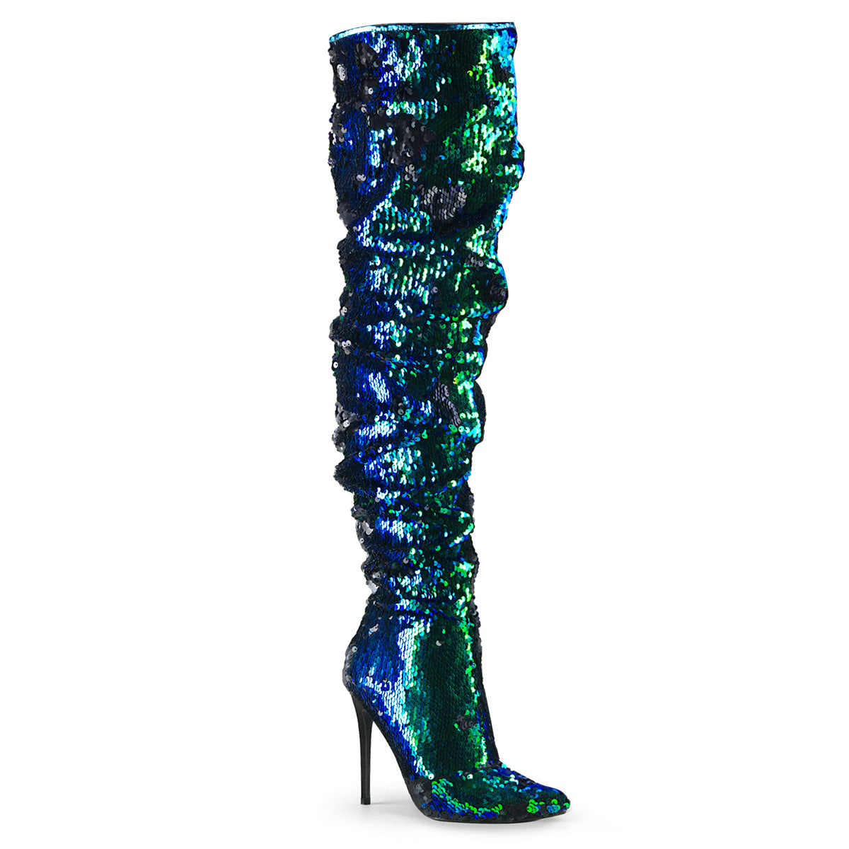 Pleaser Bottes pour femmes COURTLY-3011 paillettes irescentes vertes