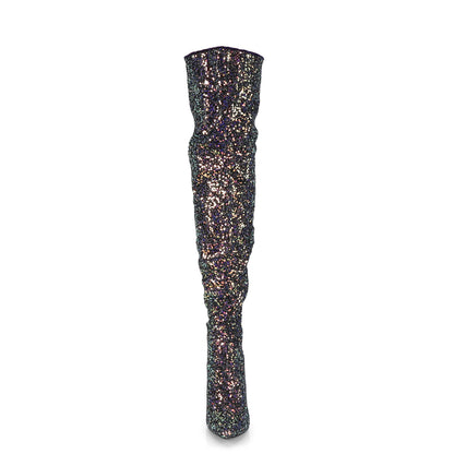 Pleaser Womens Boots COURTLY-3015 Blk Multi Glitter