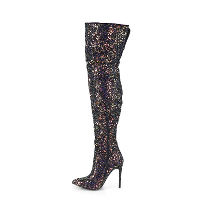 Pleaser Womens Boots COURTLY-3015 Blk Multi Glitter