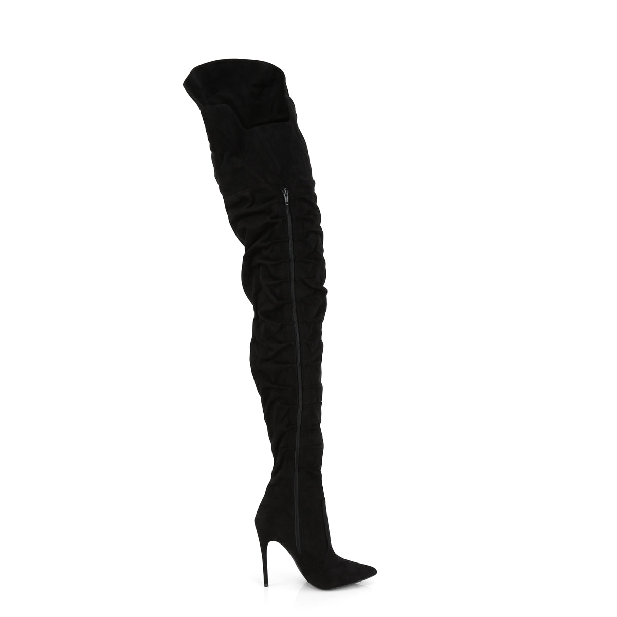 Pleaser Womens Boots COURTLY-4017 Blk Faux Suede
