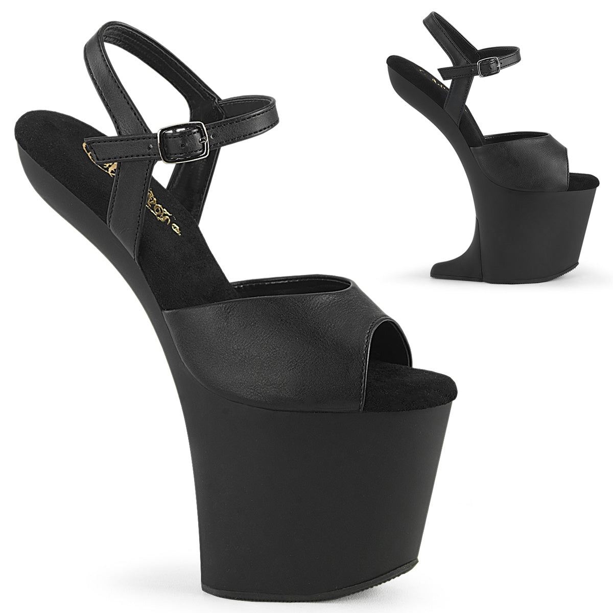 Pleaser  Sandals CRAZE-809 Blk Faux Leather/Blk Matte