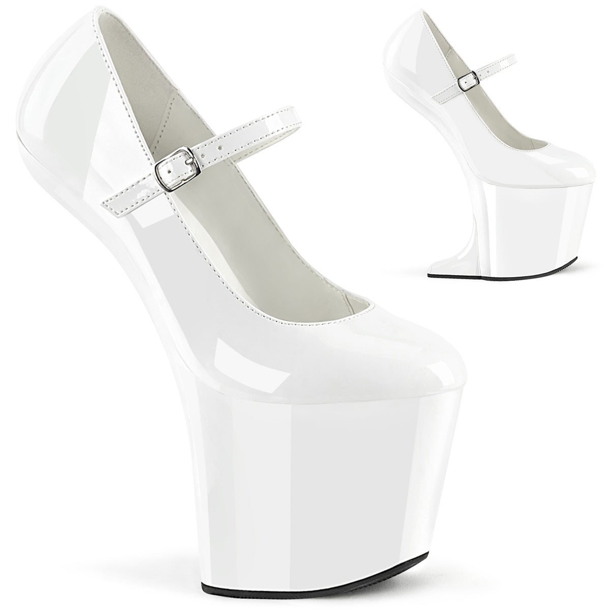 Pleaser Women's Platform Shoes CRAZE-880 Wht Pat/Wht