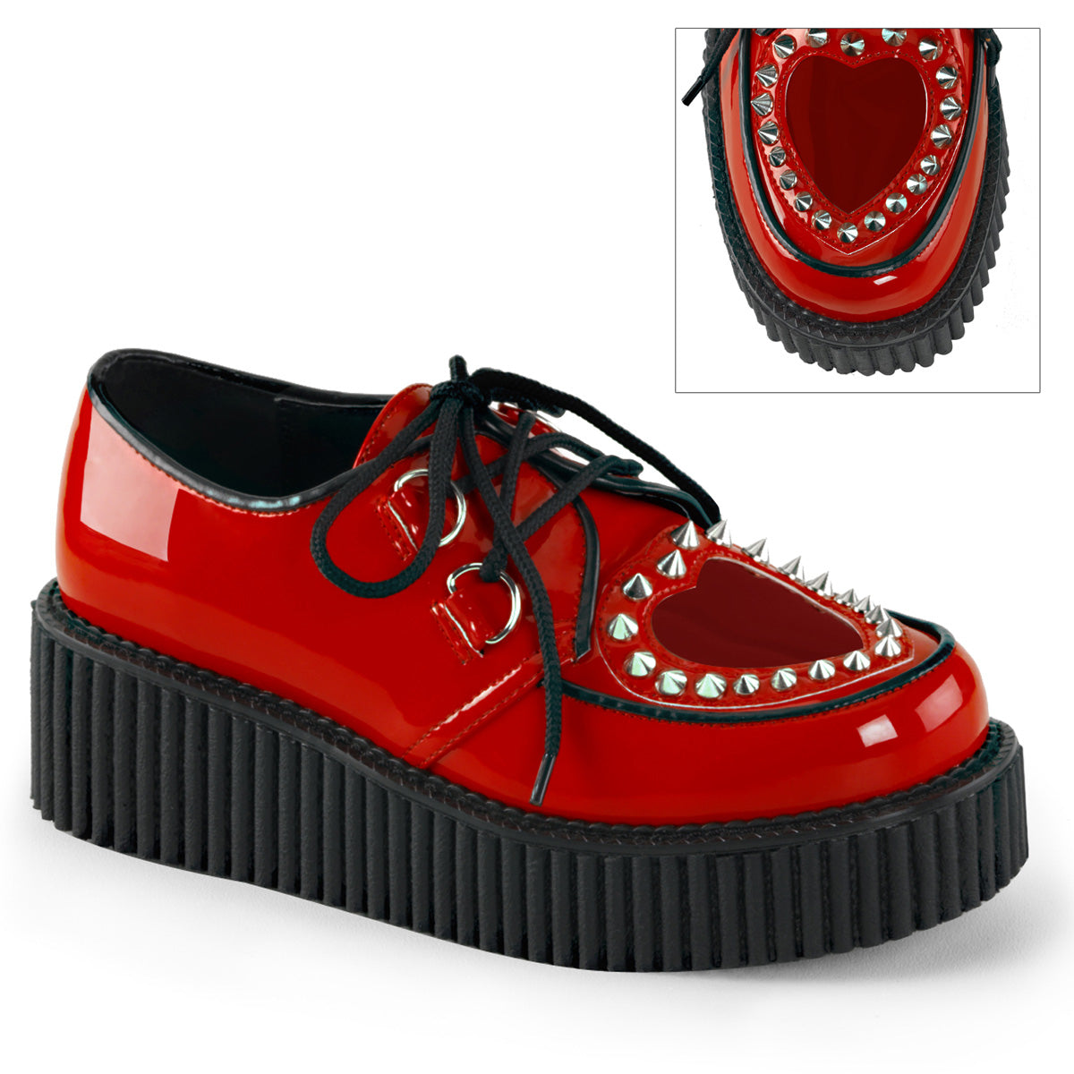 DemoniaCult Chaussure basse des femmes CREEPER-108 Red Pat-PVC