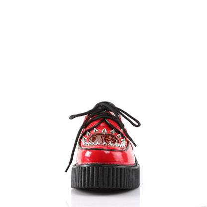 DemoniaCult Womens Low Shoe CREEPER-108 Red Pat-Pvc