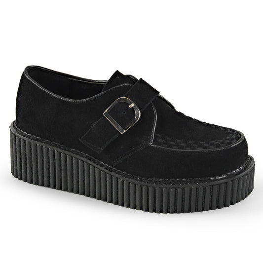 DemoniaCult Womens Low Shoe CREEPER-118 Blk Vegan Suede
