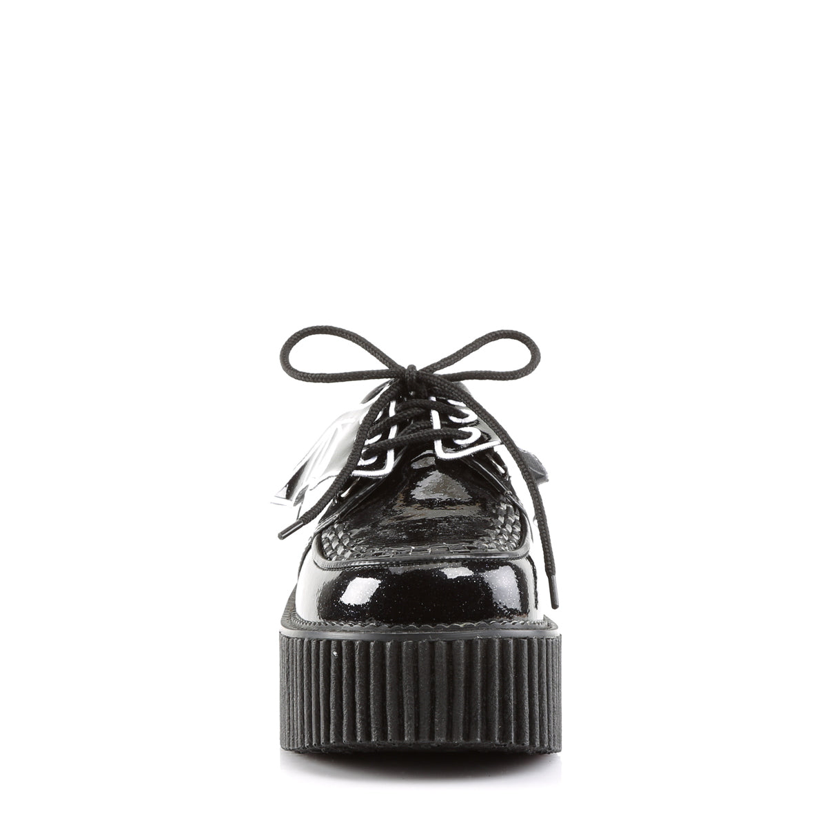 DemoniaCult Womens Low Shoe CREEPER-205 Blk Glitter Vinyl