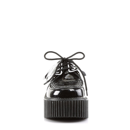 DemoniaCult Womens Low Shoe CREEPER-205 Blk Glitter Vinyl