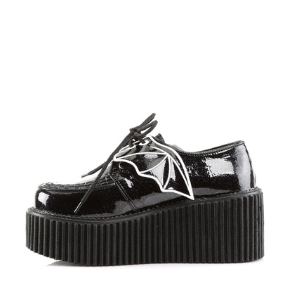 DemoniaCult Womens Low Shoe CREEPER-205 Blk Glitter Vinyl