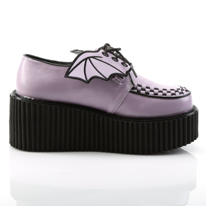 DemoniaCult Womens Low Shoe CREEPER-205 Lavender Vegan Leather