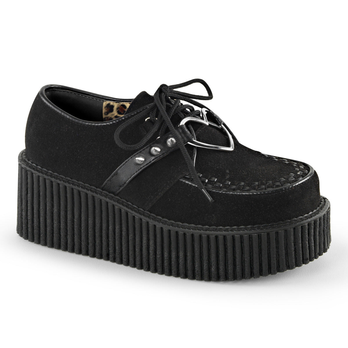 DemoniaCult Womens Low Shoe CREEPER-206 Blk Vegan Suede-Vegan Leather