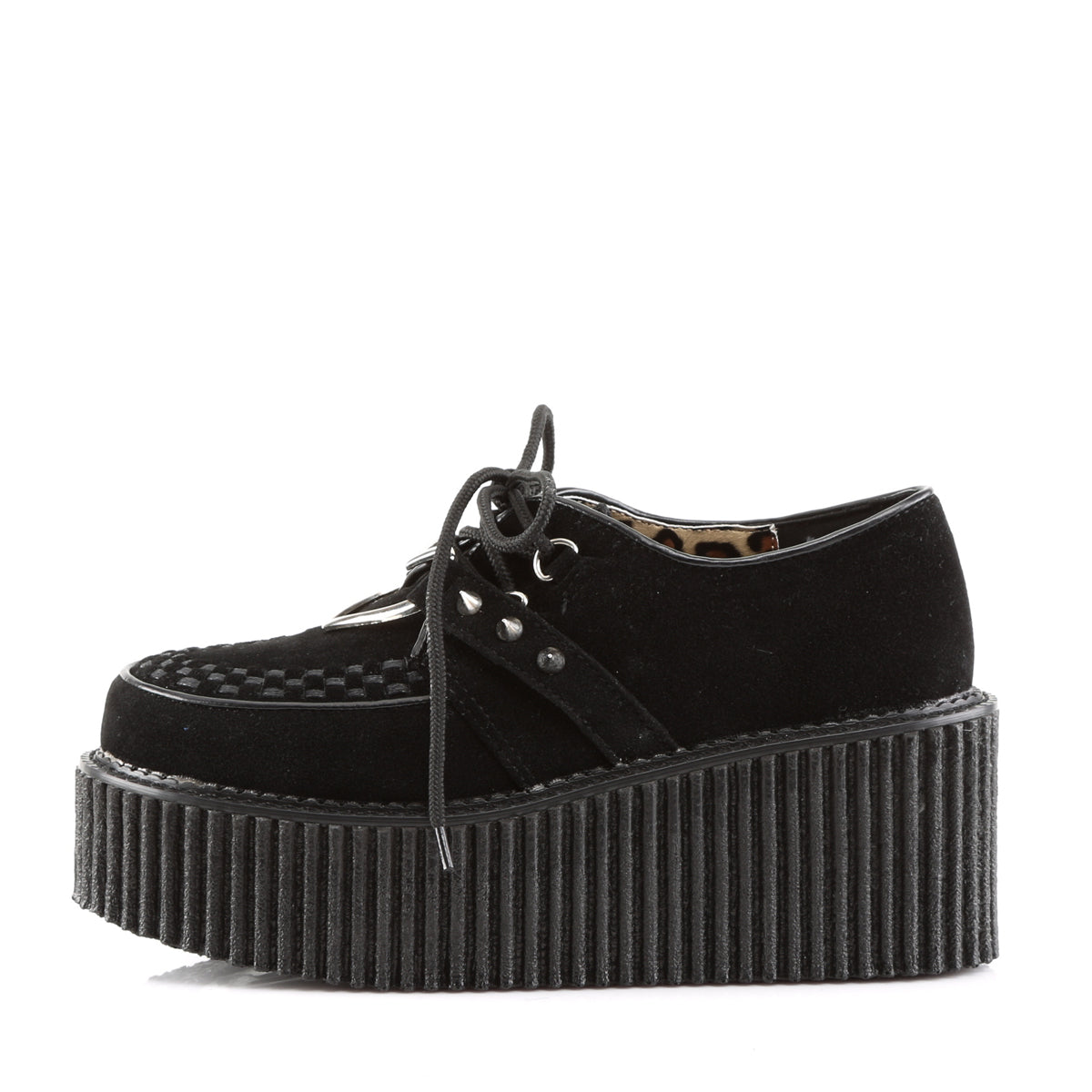 DemoniaCult Womens Low Shoe CREEPER-206 Blk Vegan Suede-Vegan Leather