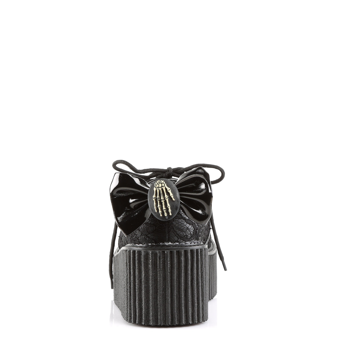 DemoniaCult Chaussure basse des femmes CREEPER-212 Blk Vegan en cuir-lace
