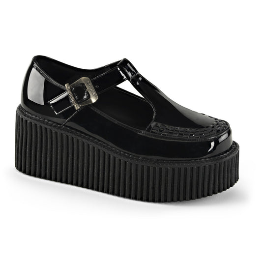 DemoniaCult Womens Low Shoe CREEPER-214 Blk Pat
