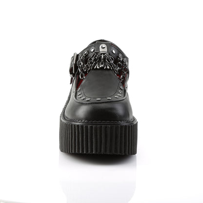 DemoniaCult Womens Low Shoe CREEPER-215 Blk Vegan Leather