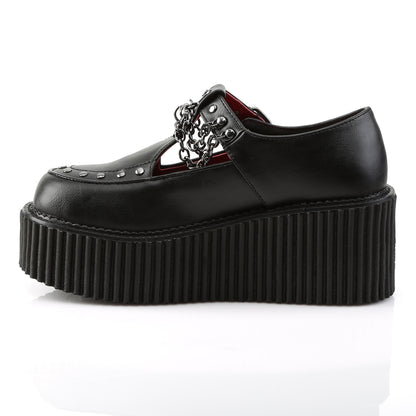 DemoniaCult Womens Low Shoe CREEPER-215 Blk Vegan Leather