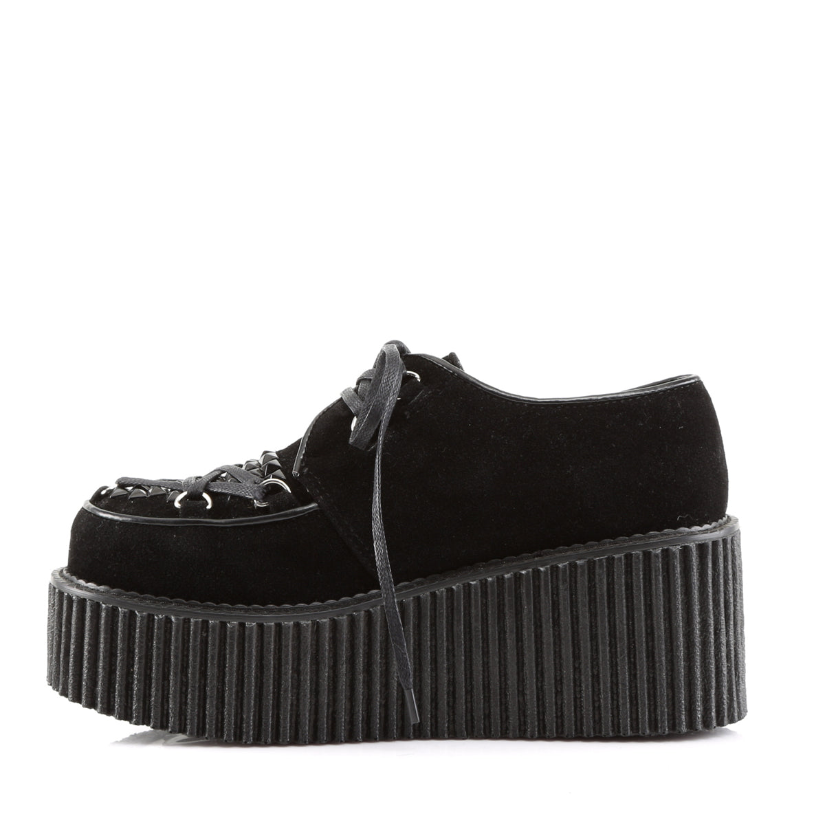 DemoniaCult Chaussure basse des femmes CREEPER-216 BLK Suede végétalien