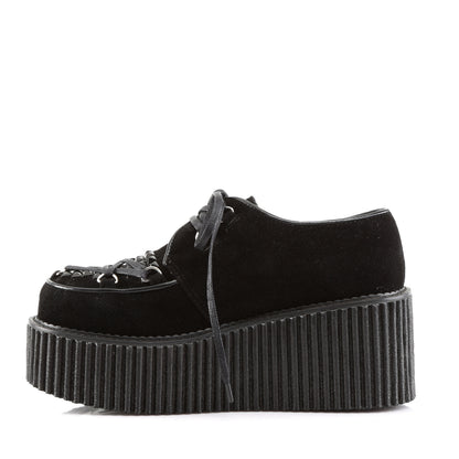 DemoniaCult Chaussure basse des femmes CREEPER-216 BLK Suede végétalien